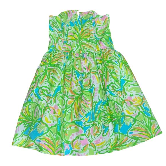 Lilly Pulitzer Richelle Strapless Dress Green Pink Size 4 - Picture 2 of 9